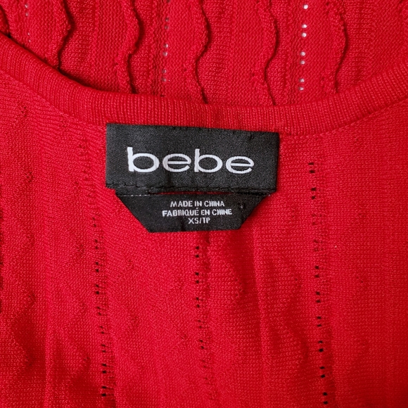 BEBE red cocktail a-line dress used once for a shoot. Lettuce stitching - Picture 9 of 12